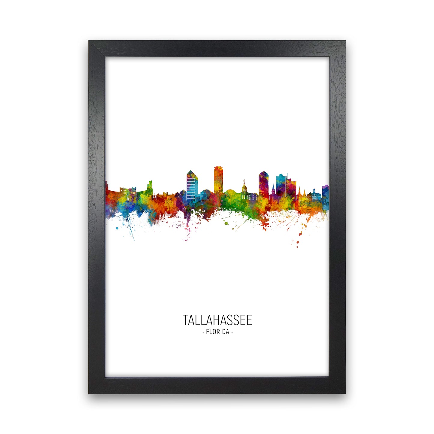 Tallahassee Florida Skyline Portrait Art Print by Michael Tompsett Black Grain