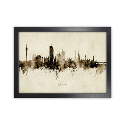 Vienna Austria Skyline Vintage Art Print by Michael Tompsett Black Grain