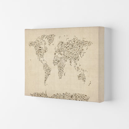 Music Notes Map of the World Art Print by Michael Tompsett Canvas