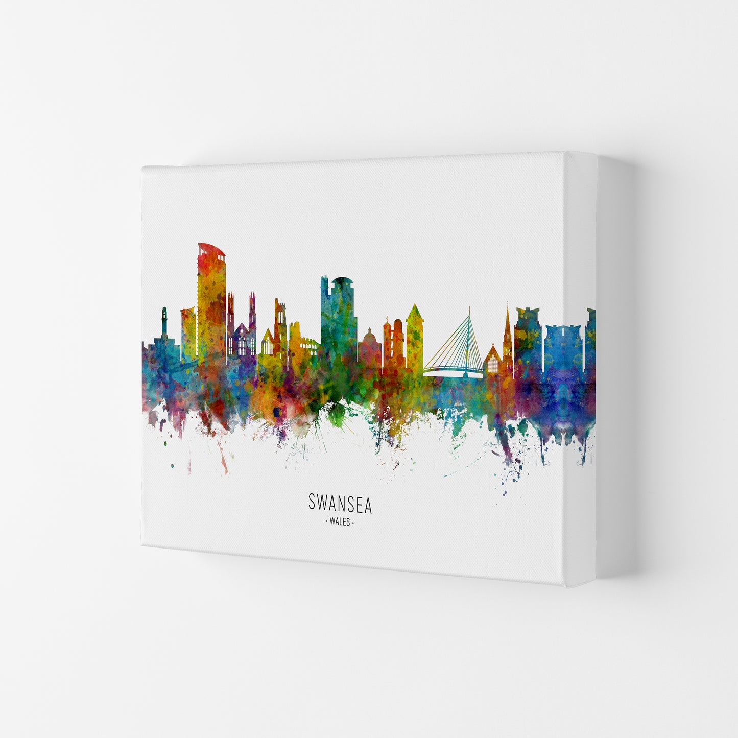 Swansea Wales Skyline Art Print by Michael Tompsett Canvas