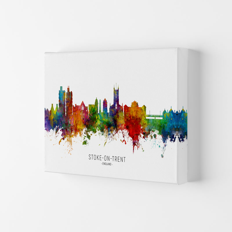 Stoke-On-Trent England Skyline Art Print by Michael Tompsett Canvas