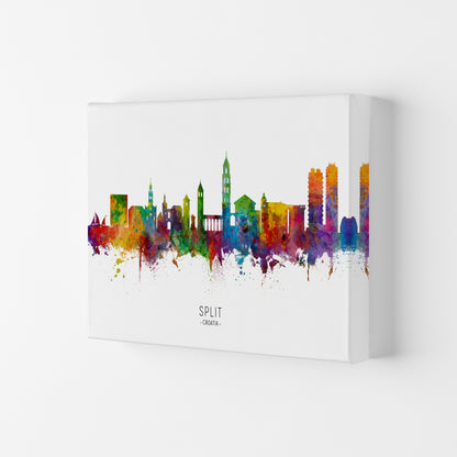Split Croatia Skyline Art Print by Michael Tompsett Canvas