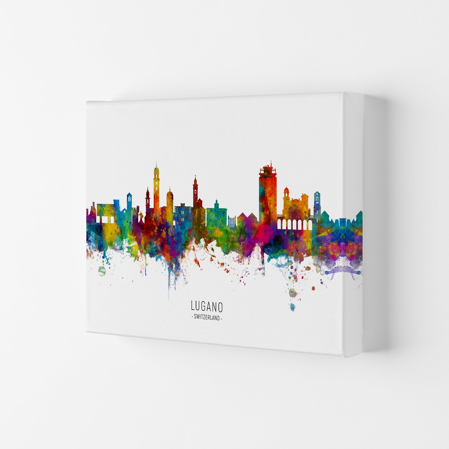 Lugano Switzerland Skyline Art Print by Michael Tompsett Canvas