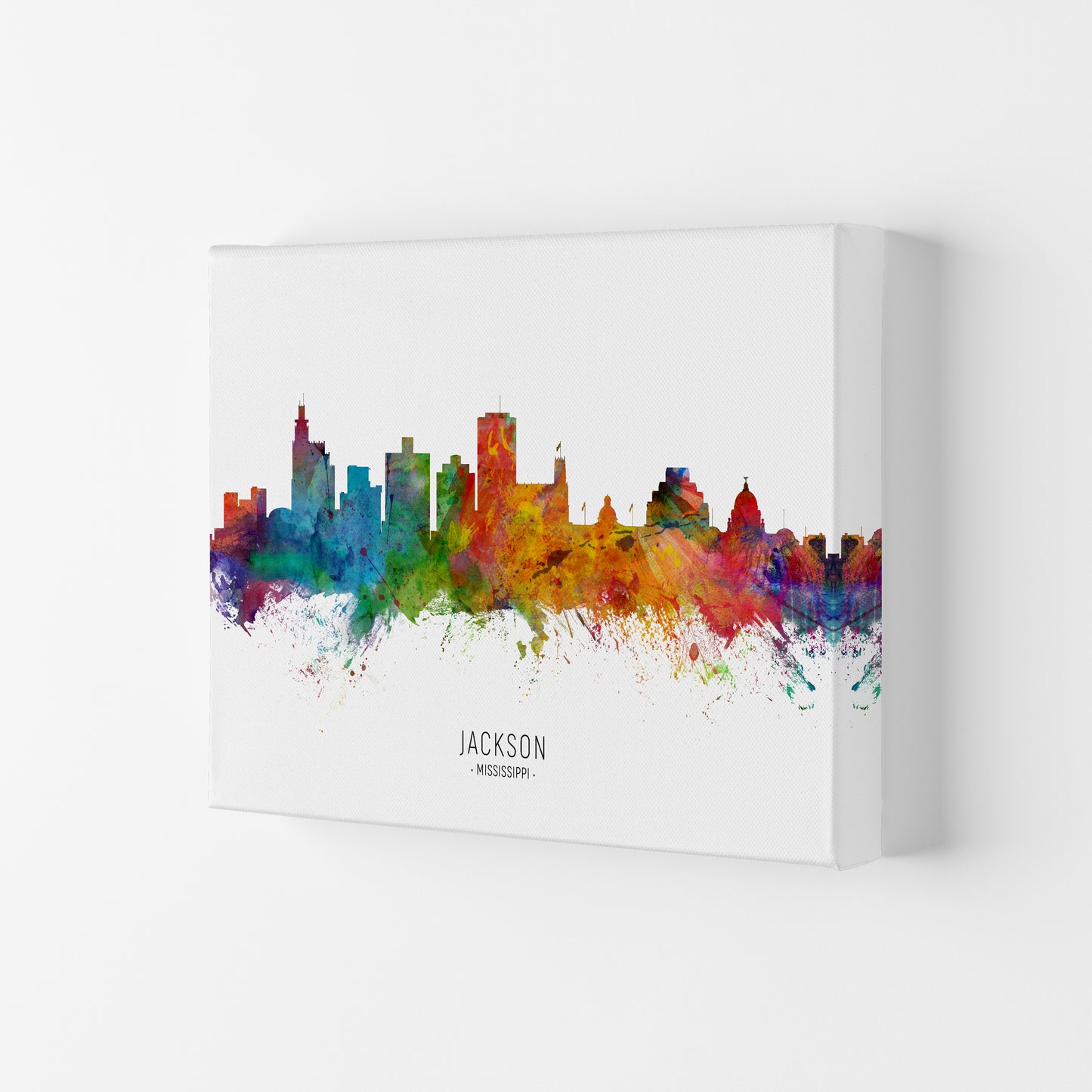 Jackson Mississippi Skyline Art Print by Michael Tompsett Canvas