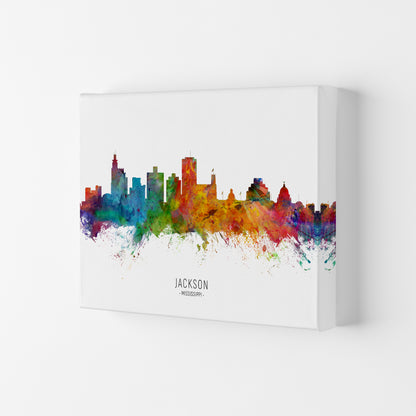 Jackson Mississippi Skyline Art Print by Michael Tompsett Canvas