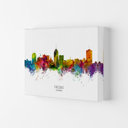 Fresno California Skyline Art Print by Michael Tompsett Canvas