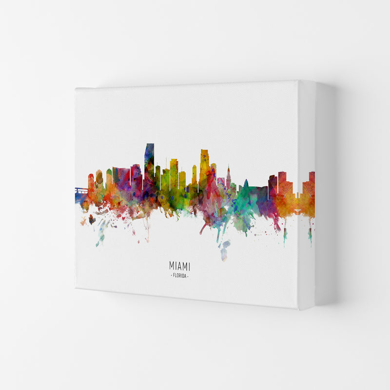 Miami Florida Skyline Art Print by Michael Tompsett Canvas