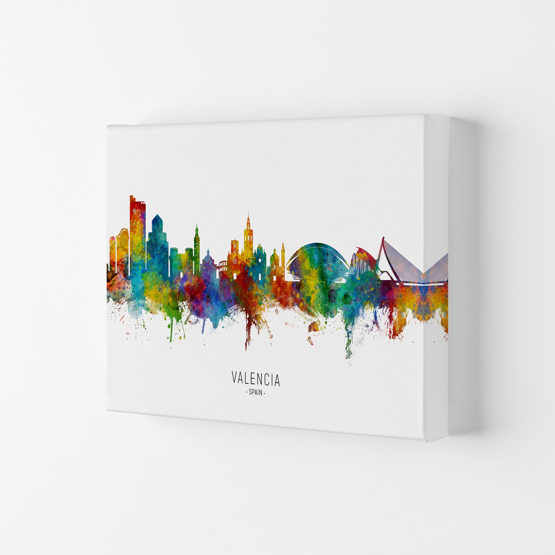 Valencia Spain Skyline Art Print by Michael Tompsett Canvas