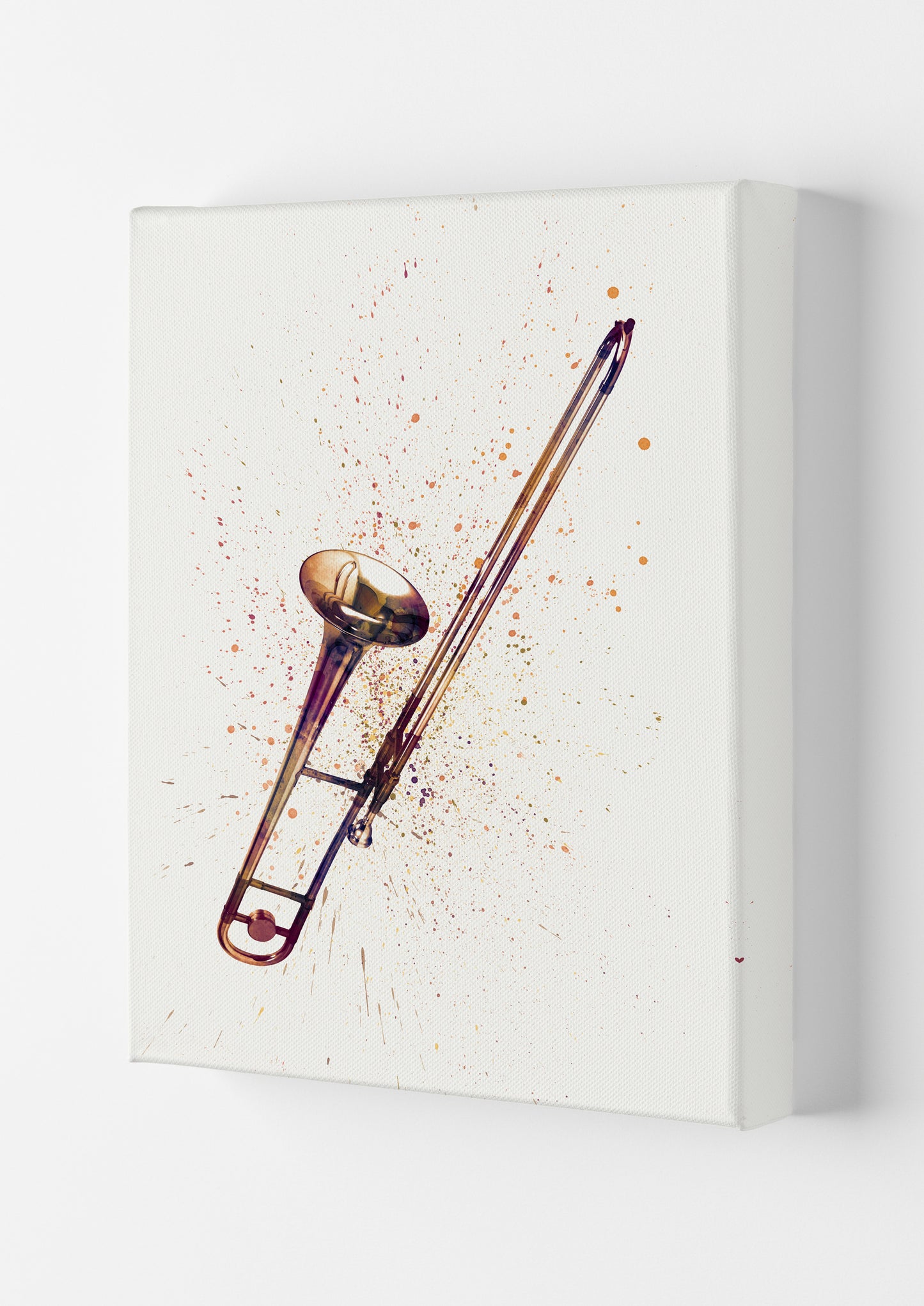 Trombone Watercolour Art Print by Michael Tompsett Canvas