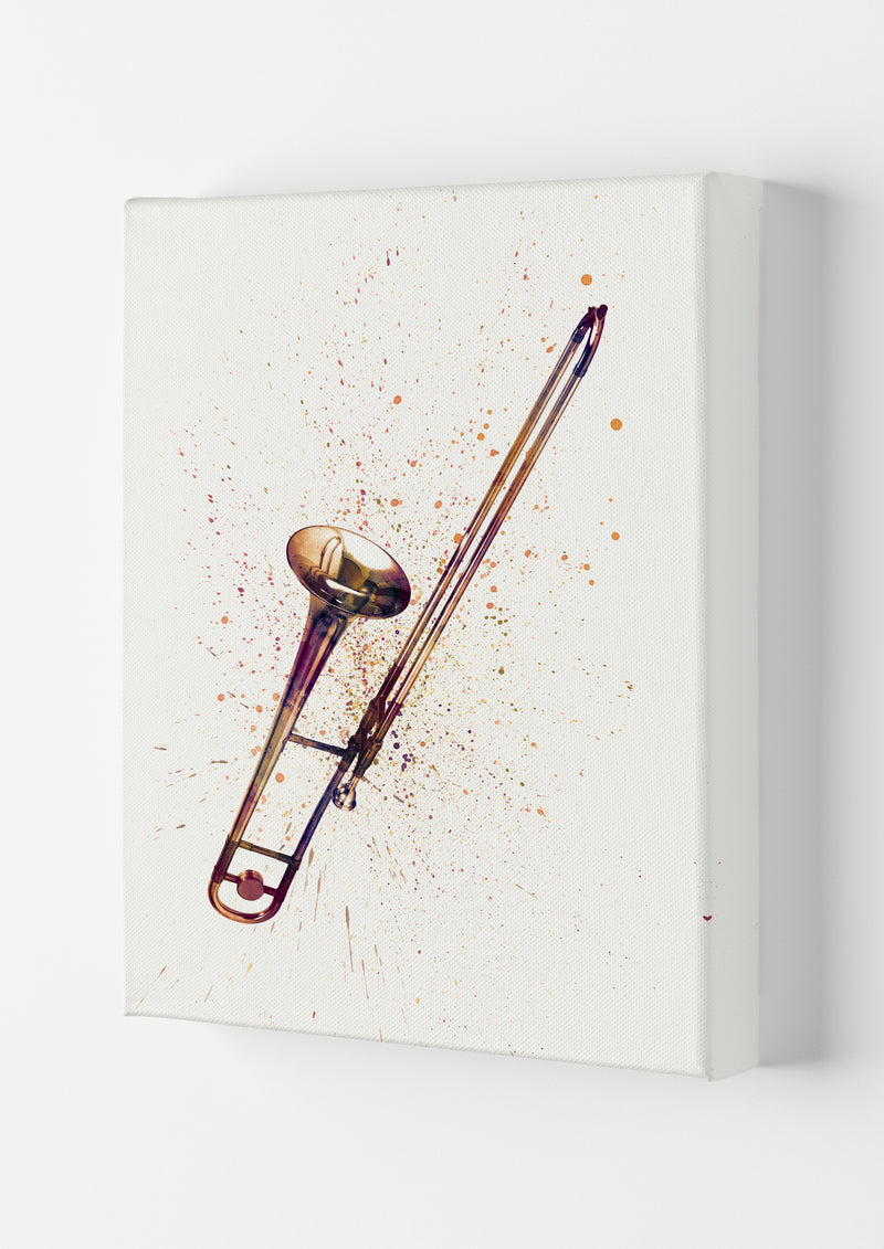 Trombone Watercolour Art Print by Michael Tompsett Canvas
