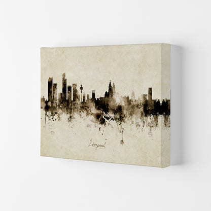 Liverpool England Skyline Vintage Print by Michael Tompsett Canvas