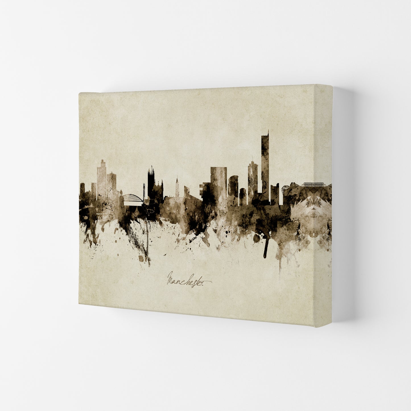 Manchester England Skyline Vintage Print by Michael Tompsett Canvas