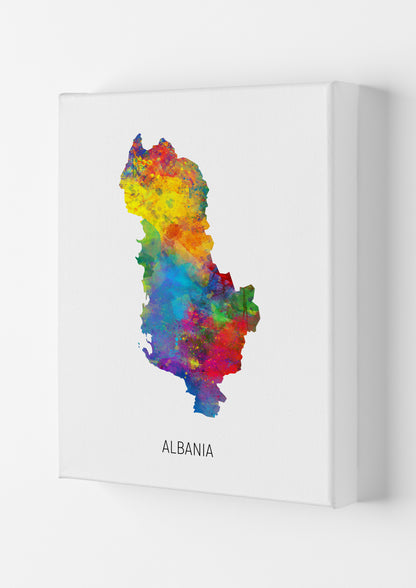 Albania Watercolour Map Art Print by Michael Tompsett Canvas