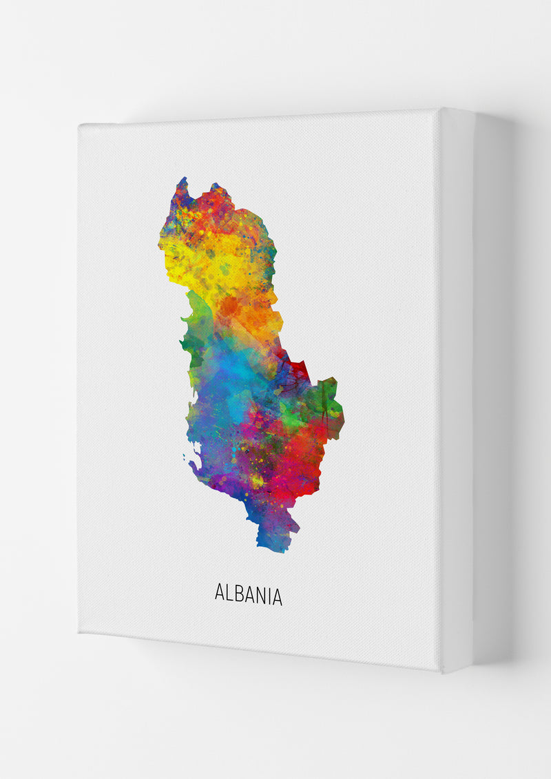 Albania Watercolour Map Art Print by Michael Tompsett Canvas