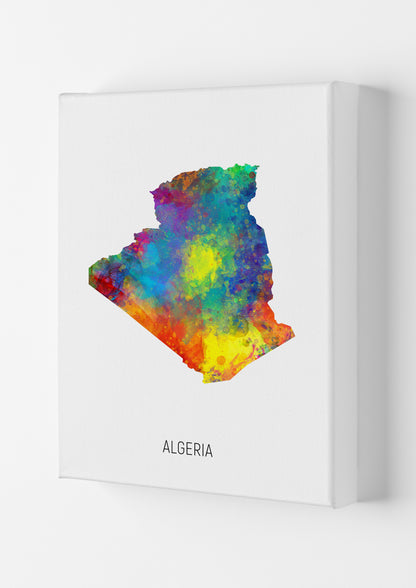 Algeria Watercolour Map Art Print by Michael Tompsett Canvas
