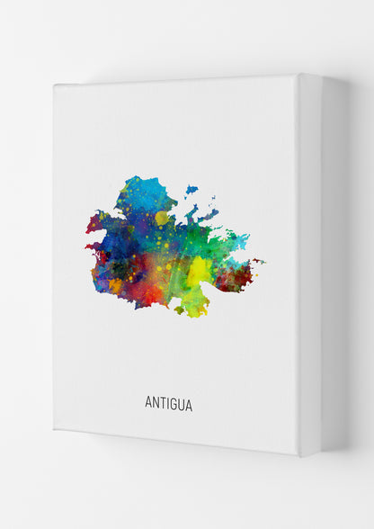 Antigua Watercolour Map Art Print by Michael Tompsett Canvas