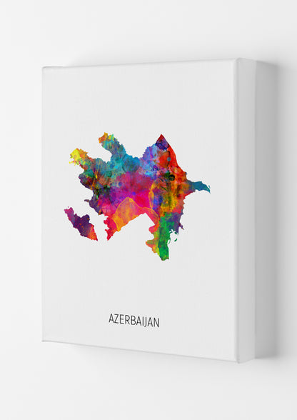 Azerbaijan Watercolour Map Art Print by Michael Tompsett Canvas