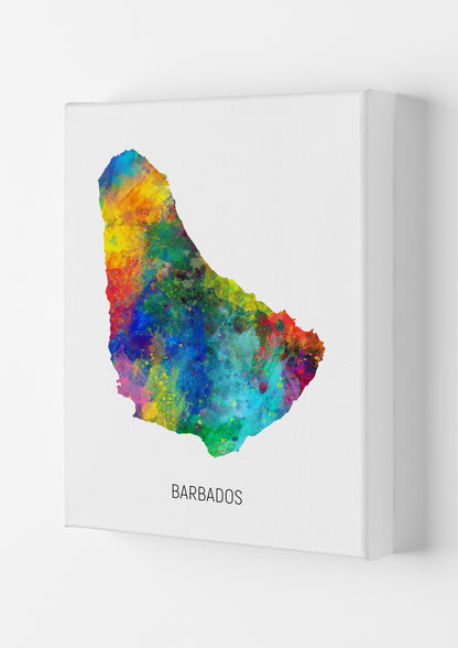 Barbados Watercolour Map Art Print by Michael Tompsett Canvas