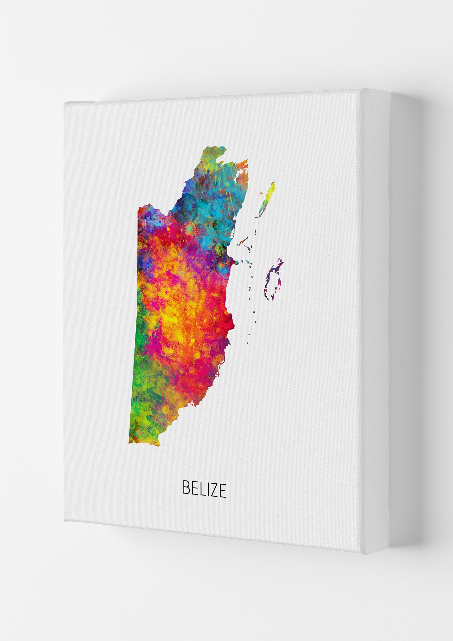 Belize Watercolour Map Art Print by Michael Tompsett Canvas