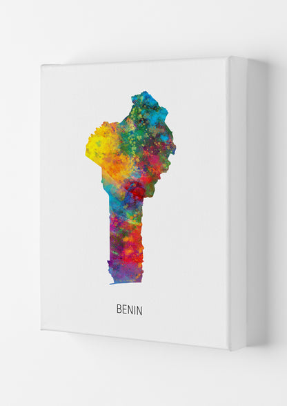 Benin Watercolour Map Art Print by Michael Tompsett Canvas
