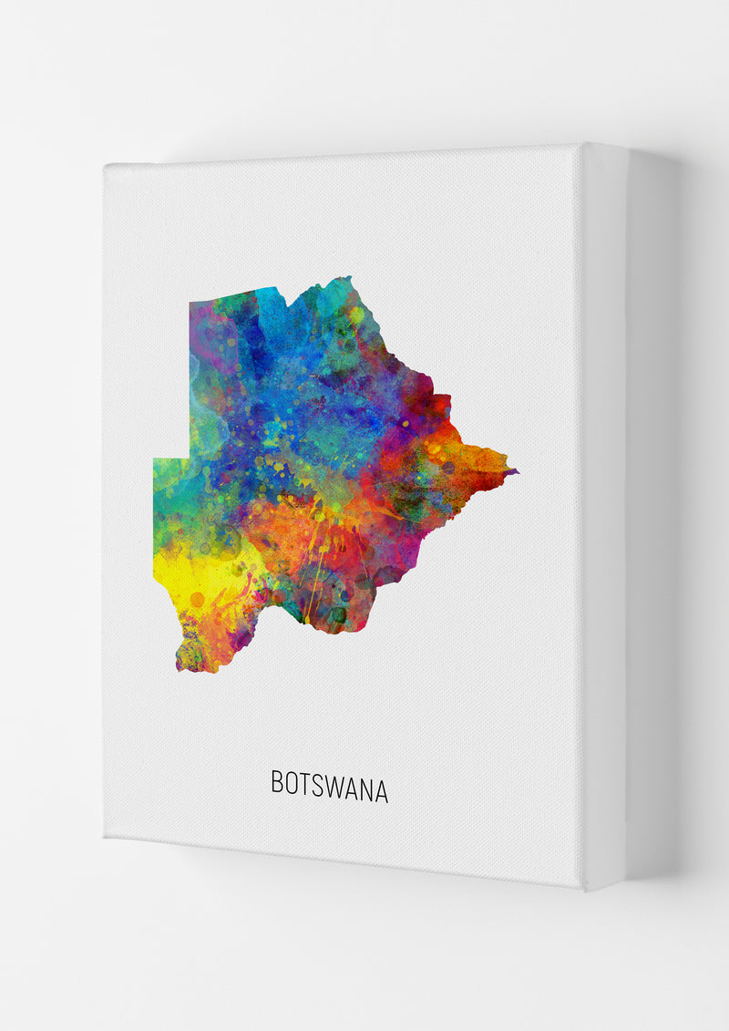 Botswana Watercolour Map Art Print by Michael Tompsett Canvas