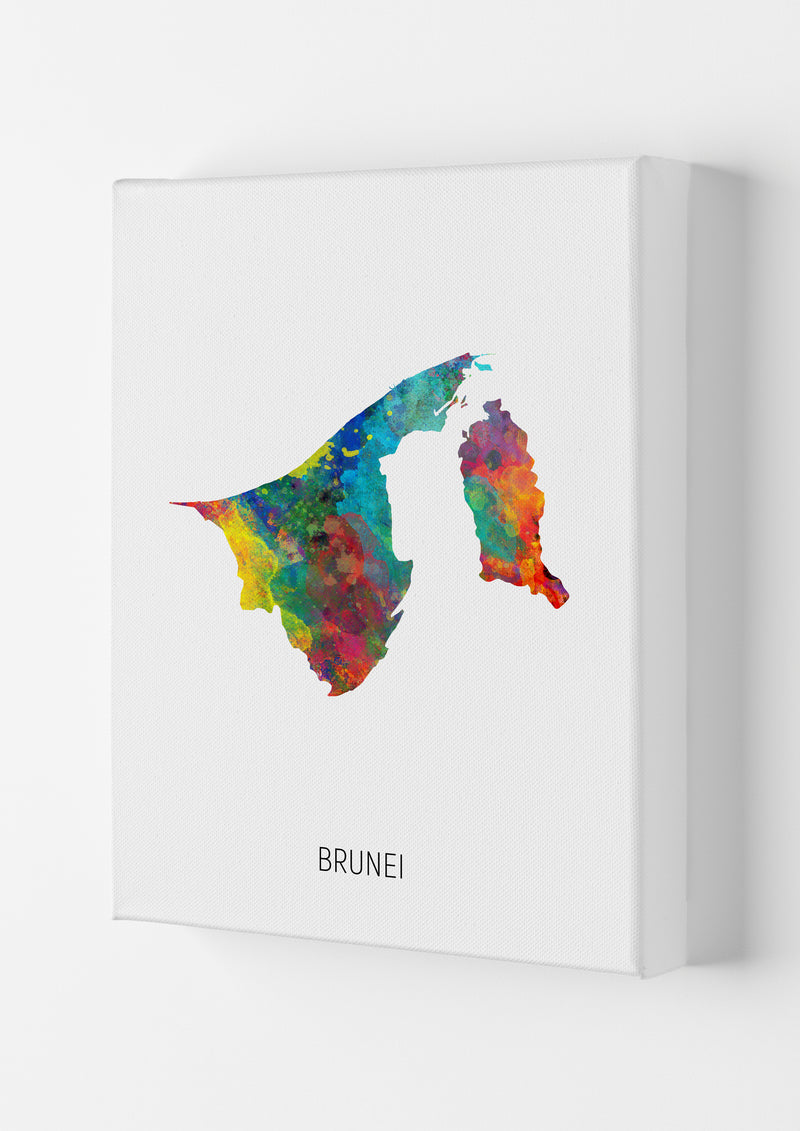 Brunei Watercolour Map Art Print by Michael Tompsett Canvas
