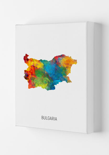 Bulgaria Watercolour Map Art Print by Michael Tompsett Canvas