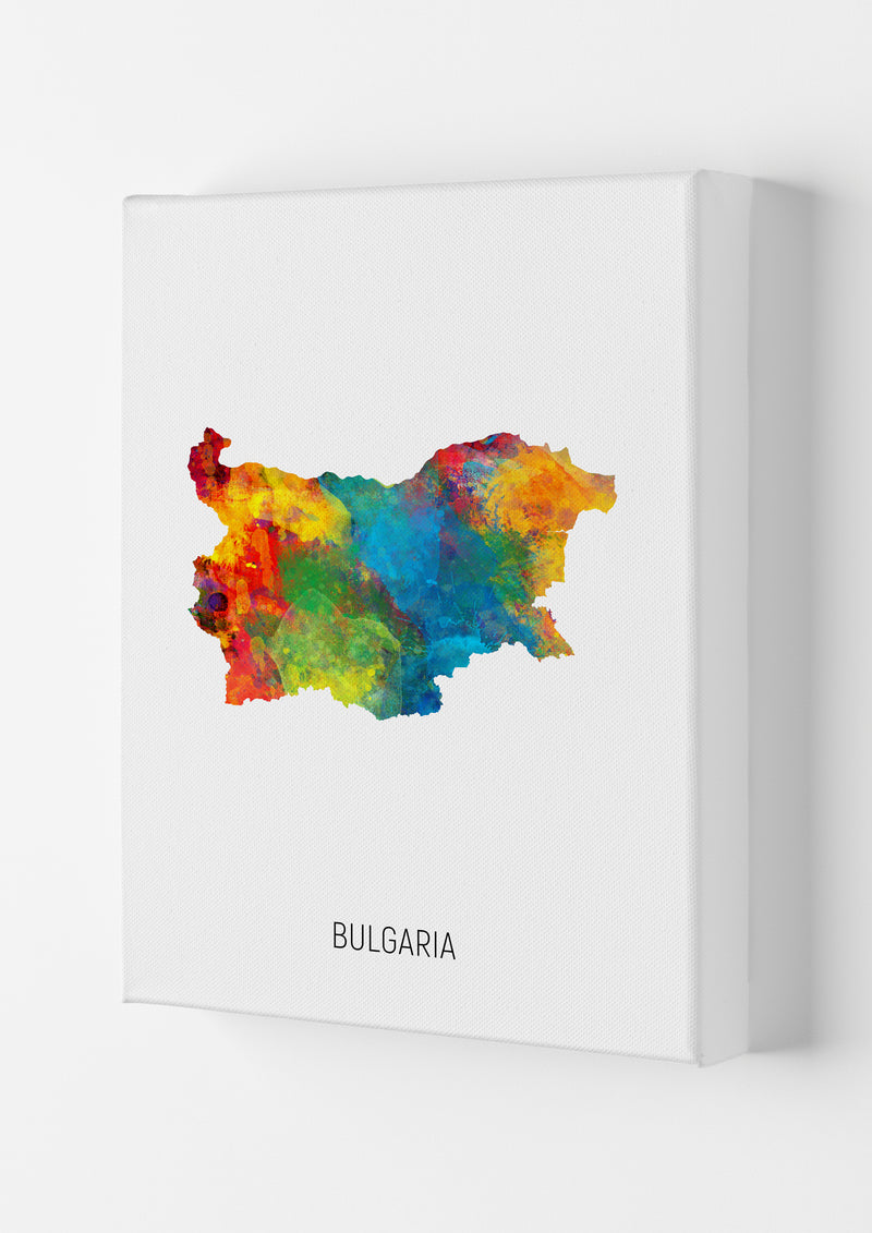 Bulgaria Watercolour Map Art Print by Michael Tompsett Canvas