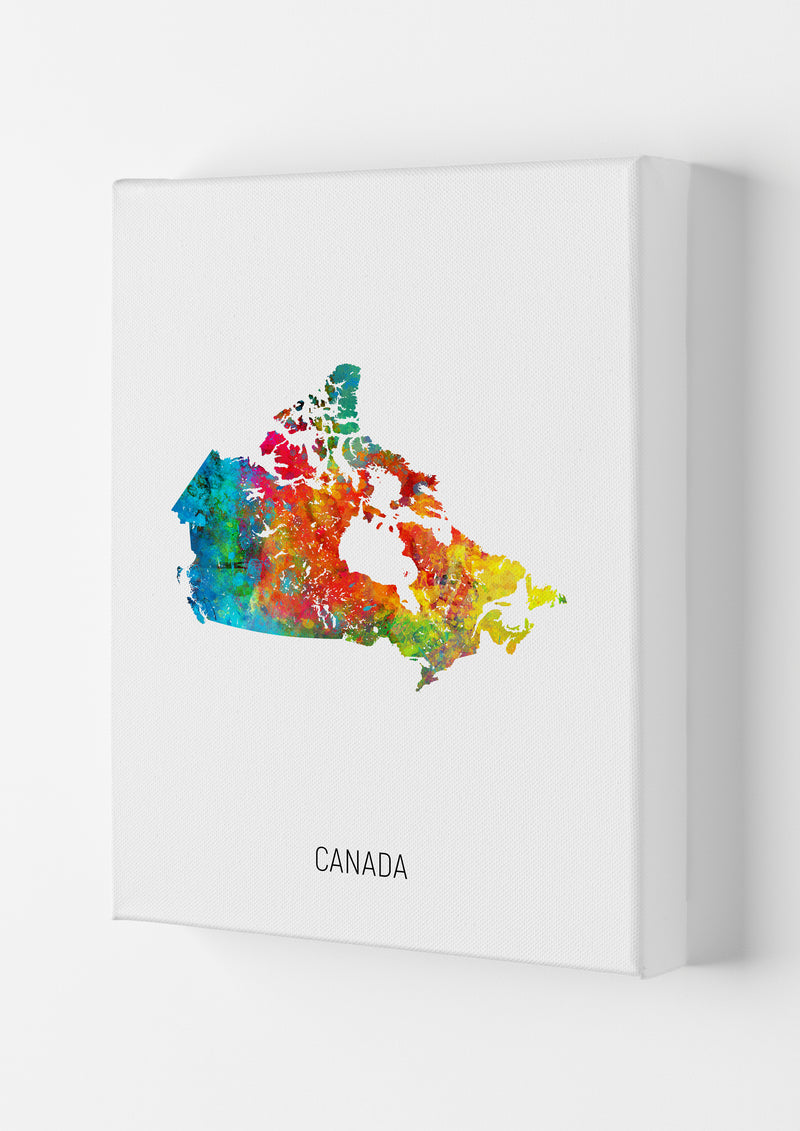 Canada Watercolour Map Art Print by Michael Tompsett Canvas