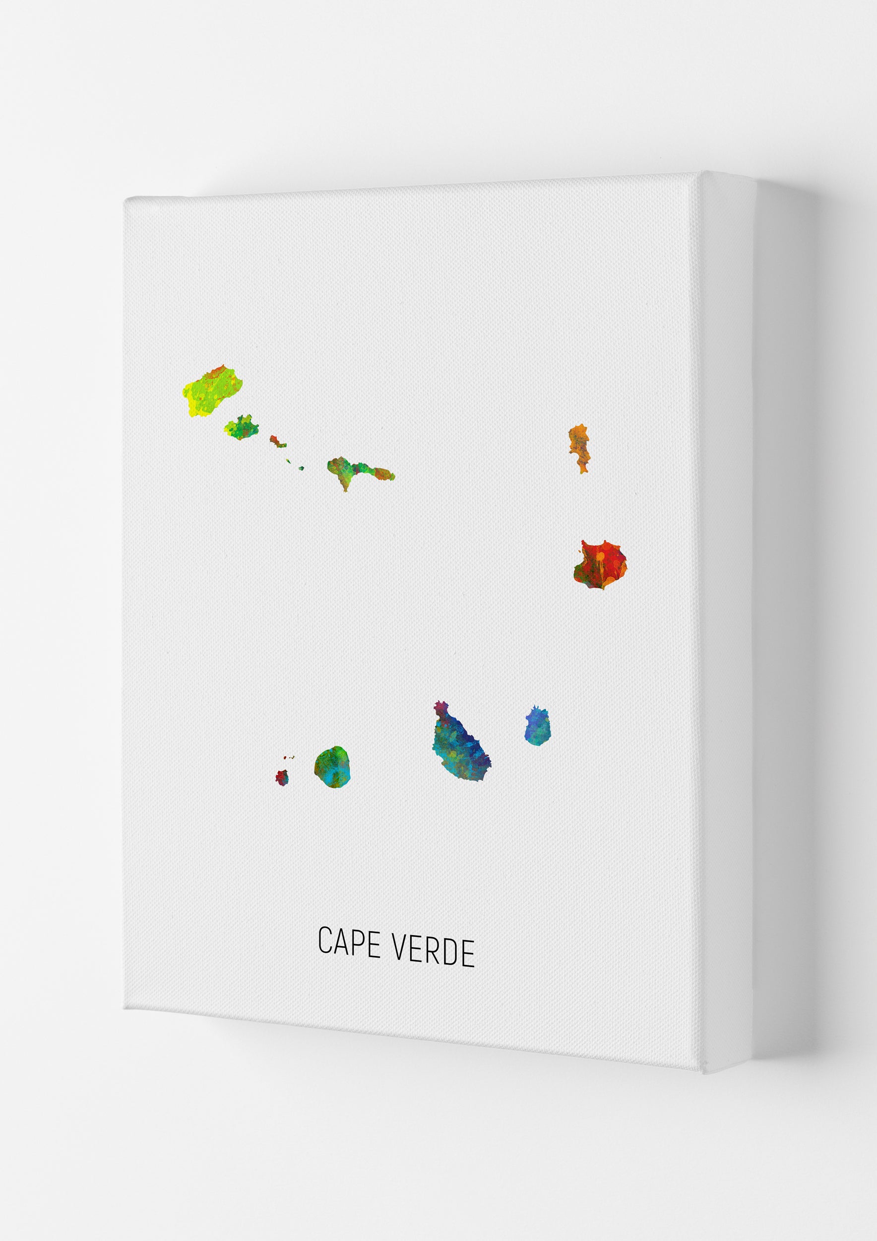 Cape Verde Watercolour Map Art Print by Michael Tompsett Canvas