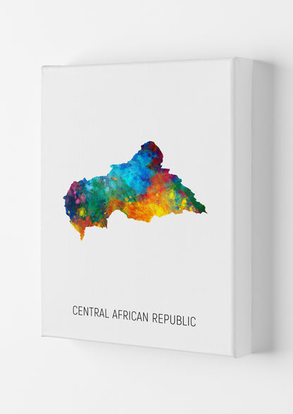 Central African Republic Watercolour Map  by Michael Tompsett Canvas
