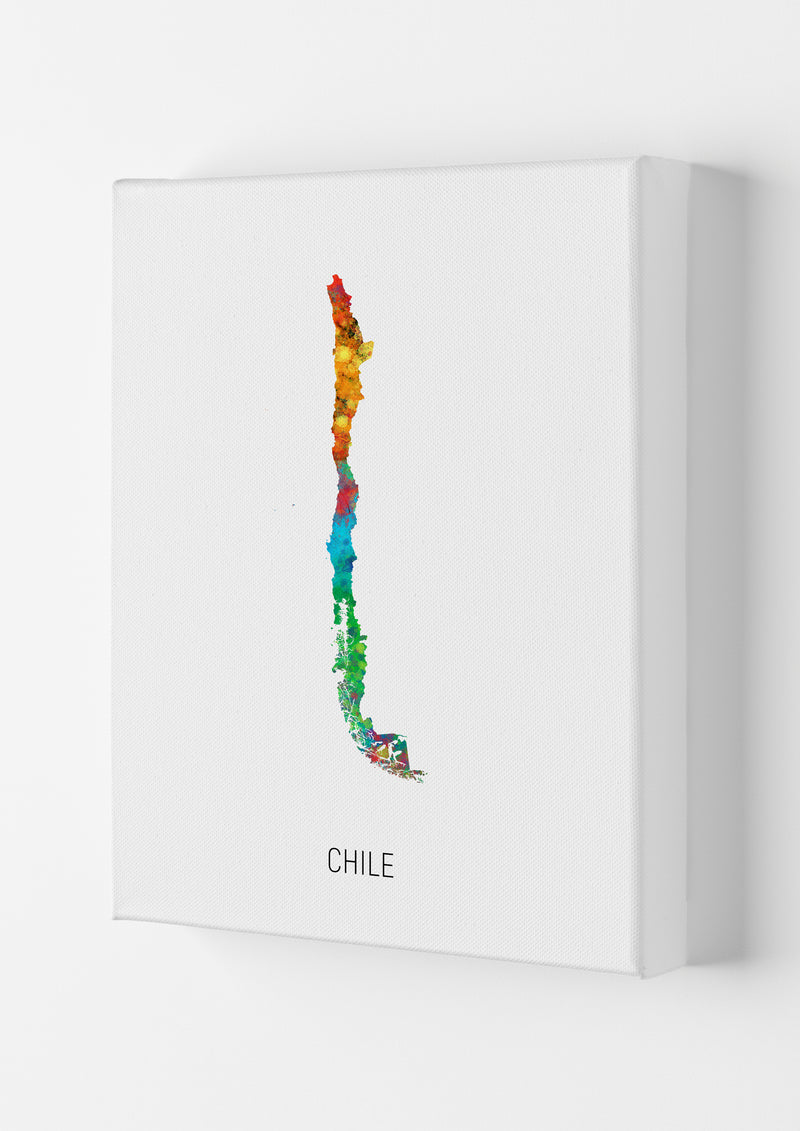 Chile Watercolour Map Art Print by Michael Tompsett Canvas
