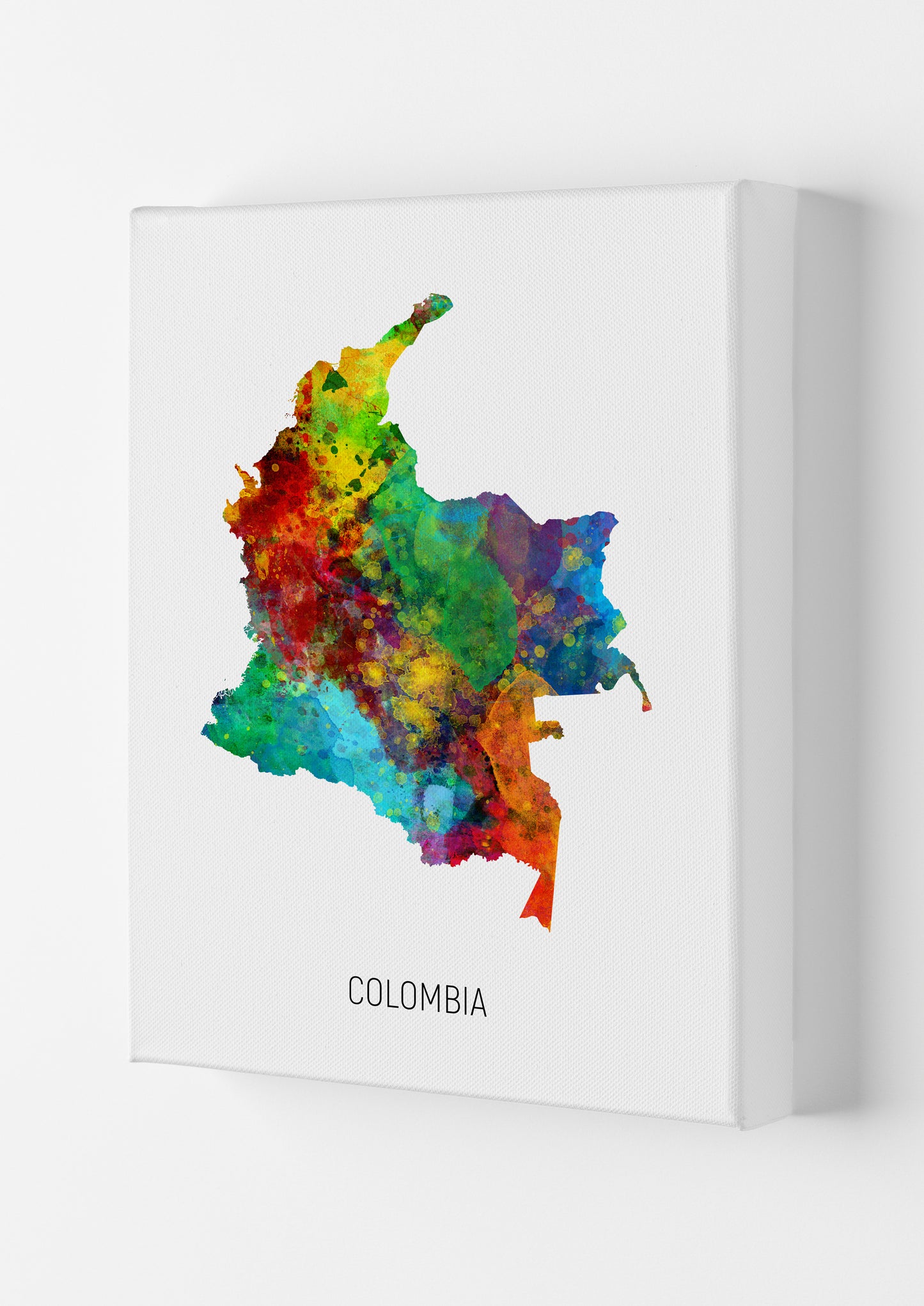 Colombia Watercolour Map Art Print by Michael Tompsett Canvas