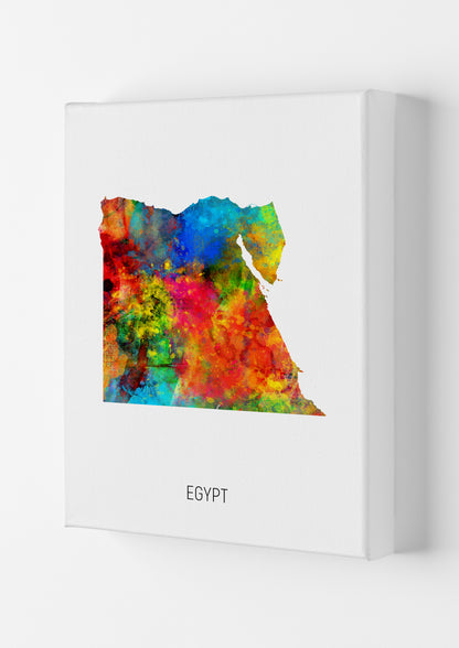 Egypt Watercolour Map Art Print by Michael Tompsett Canvas