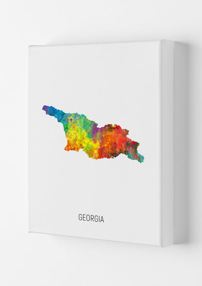 Georgia Watercolour Map Art Print by Michael Tompsett Canvas