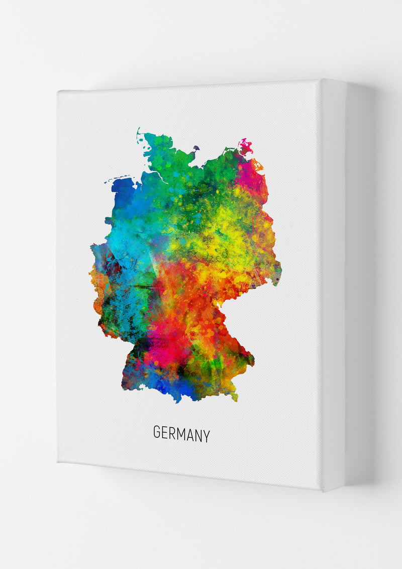 Germany Watercolour Map Art Print by Michael Tompsett Canvas