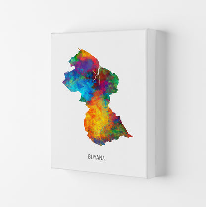 Guyana Watercolour Map Art Print by Michael Tompsett Canvas
