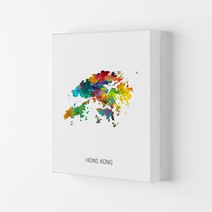Hong Kong Watercolour Map Art Print by Michael Tompsett Canvas