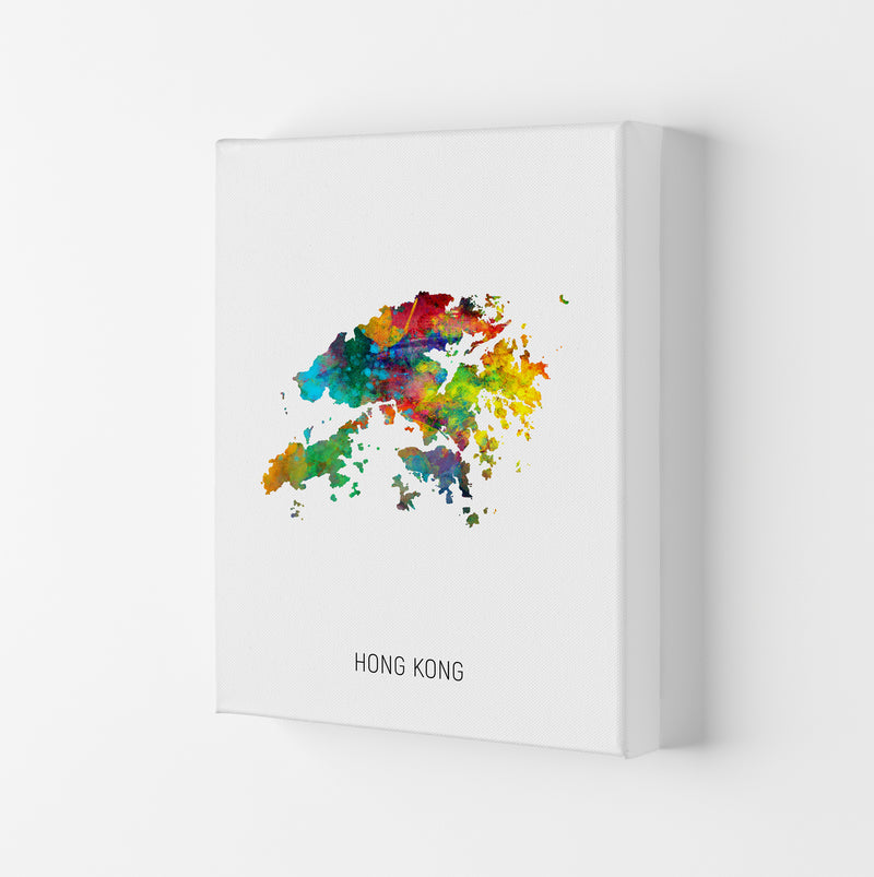 Hong Kong Watercolour Map Art Print by Michael Tompsett Canvas