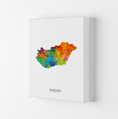 Hungary Watercolour Map Art Print by Michael Tompsett Canvas
