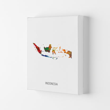 Indonesia Watercolour Map Art Print by Michael Tompsett Canvas