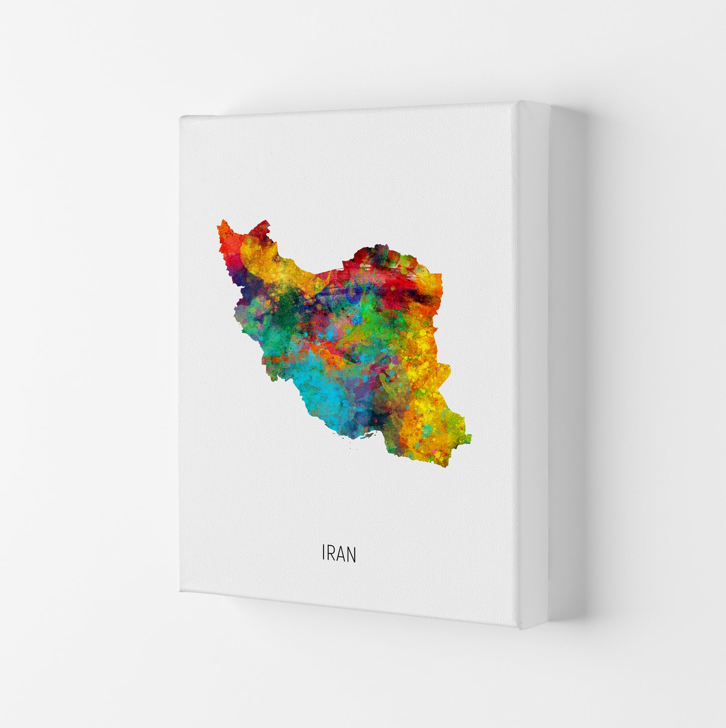 Iran Watercolour Map Art Print by Michael Tompsett Canvas
