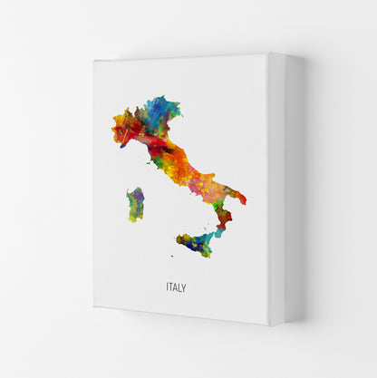 Italy Watercolour Map Art Print by Michael Tompsett Canvas