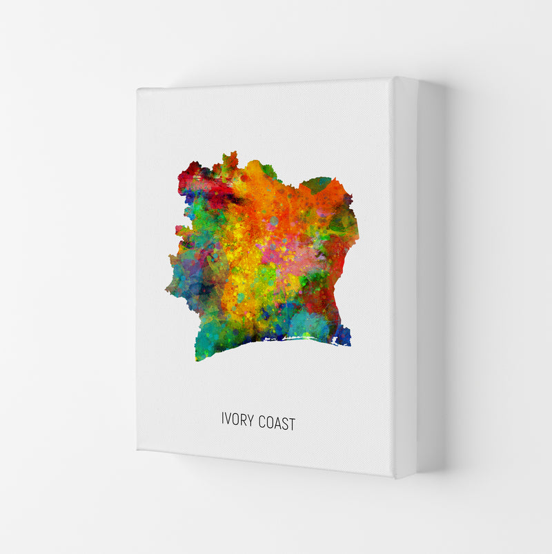 Ivory Coast Watercolour Map Art Print by Michael Tompsett Canvas
