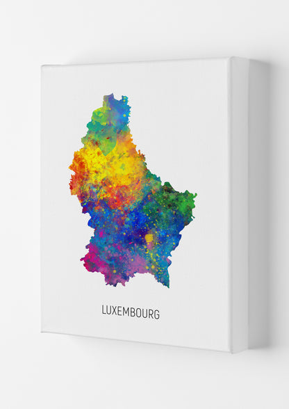 Luxembourg Watercolour Map Art Print by Michael Tompsett Canvas