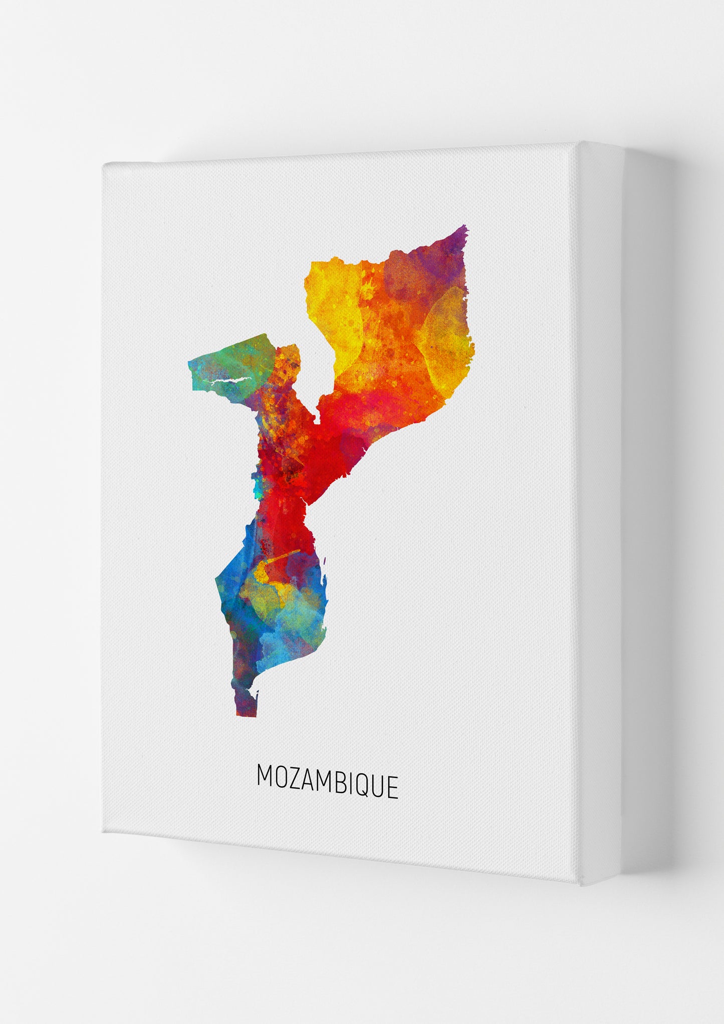 Mozambique Watercolour Map Art Print by Michael Tompsett Canvas