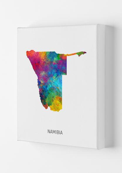 Namibia Watercolour Map Art Print by Michael Tompsett Canvas