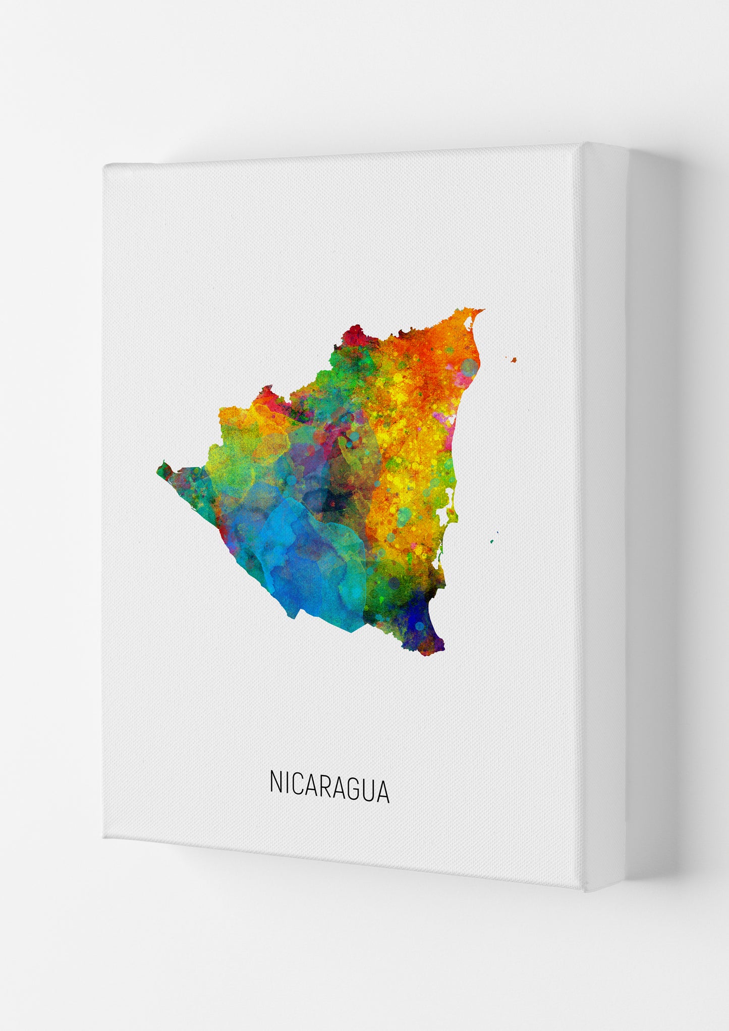 Nicaragua Watercolour Map Art Print by Michael Tompsett Canvas