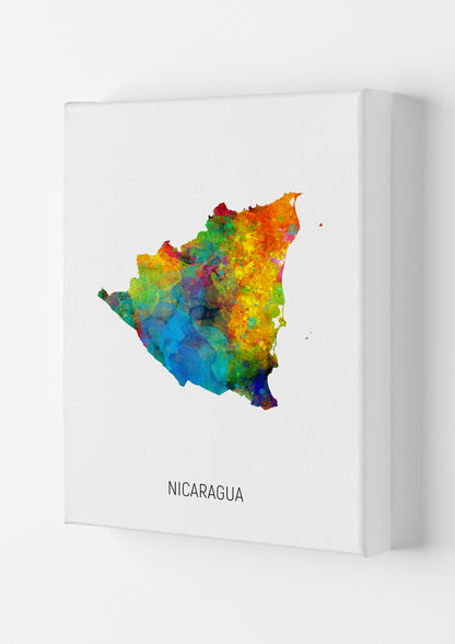 Nicaragua Watercolour Map Art Print by Michael Tompsett Canvas