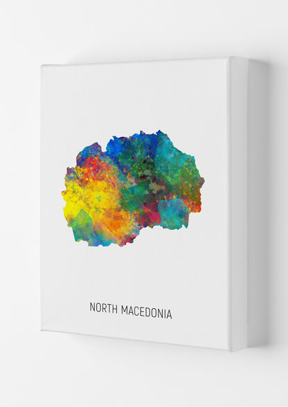 North Macedonia Watercolour Map Art Print by Michael Tompsett Canvas